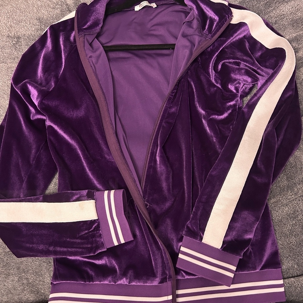 Elegant Purple Velvet Track Suit